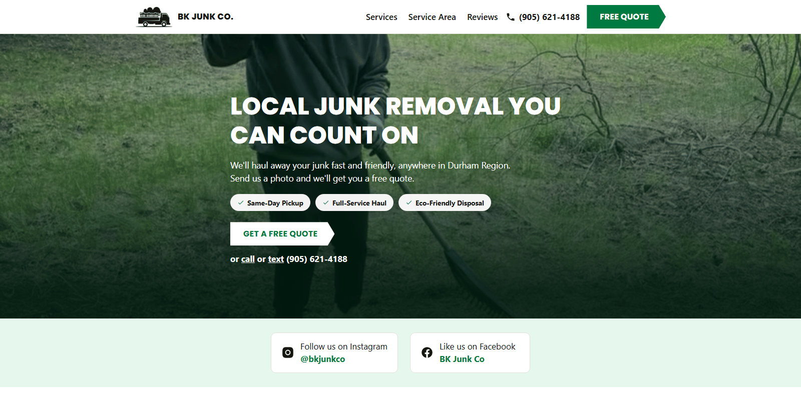 The BK Junk Co. website